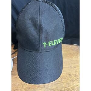 7-11 Seven Eleven Mesh Hat Adjustable Strap‎ Back Truckers Cap Black